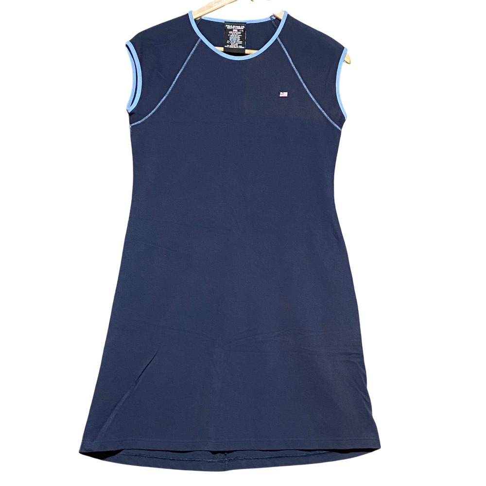 VTG Polo Jeans‎ Co Ralph Lauren Women's L Dress Navy Sleeveless Mini Flag Logo
